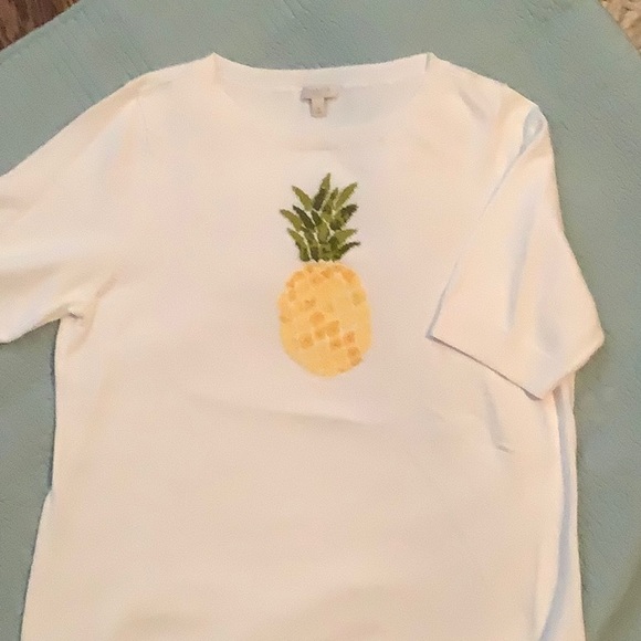 Talbots short sleeve sweater/ yellow pineapple - Picture 1 of 4